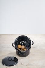 Riess Kartoffelkocher aus Emaille in schwarz