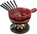 Kuhn Rikon Käsefondue Set Winterwonderland rot 23 cm