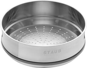 Staub Cocotte rund aus Gusseisen mit Dämpfeinsatz in graphitgrau