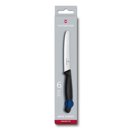 Victorinox Swiss Classic Tafelmesser Standard mit Wellenschliff, 11 cm, blau, 6-teilig