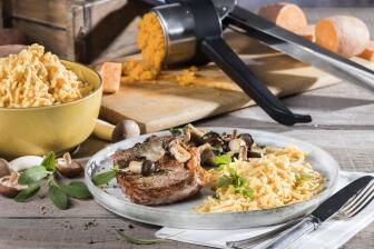 Rumpsteak mit Süßkartoffel-Spätzle