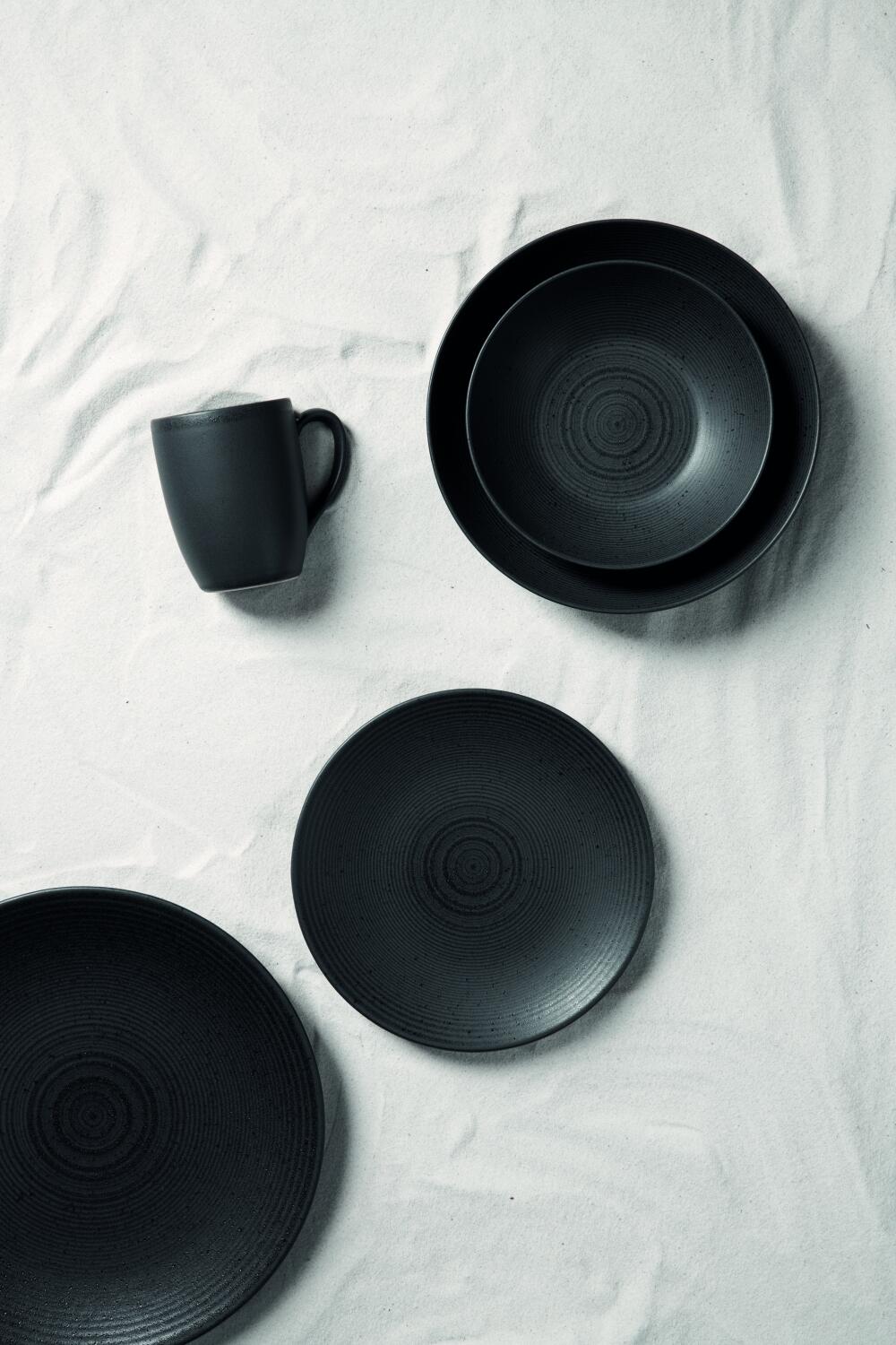 ASA Bella Vista Geschirr-Set schwarz Teller und Tasse 20-teilig