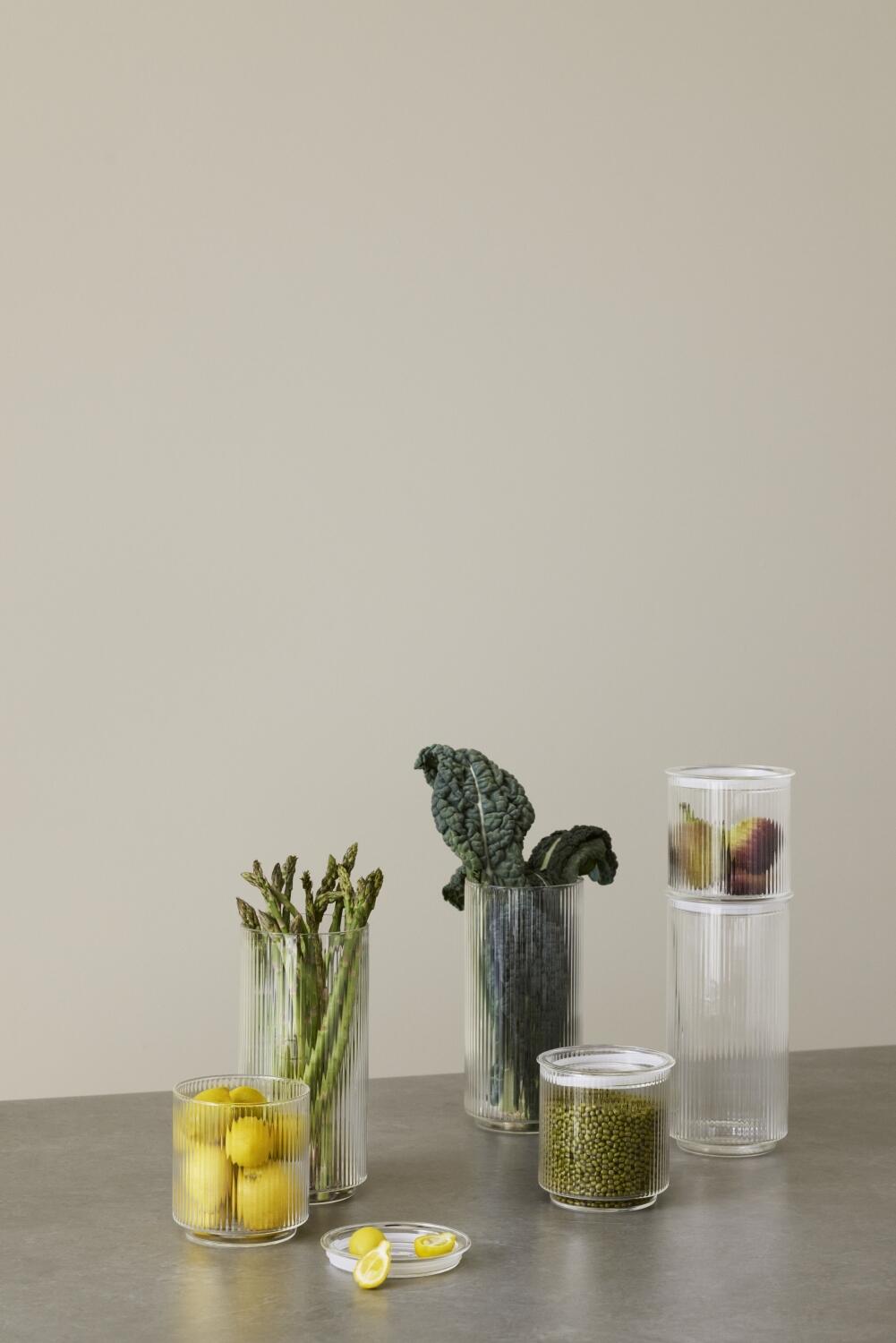 Stelton Pilastro Aufbewahrungsglas mit Deckel, transparentes Glasgefäß