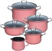Riess Topf-Set aus Emaille, 5-tlg. in pink