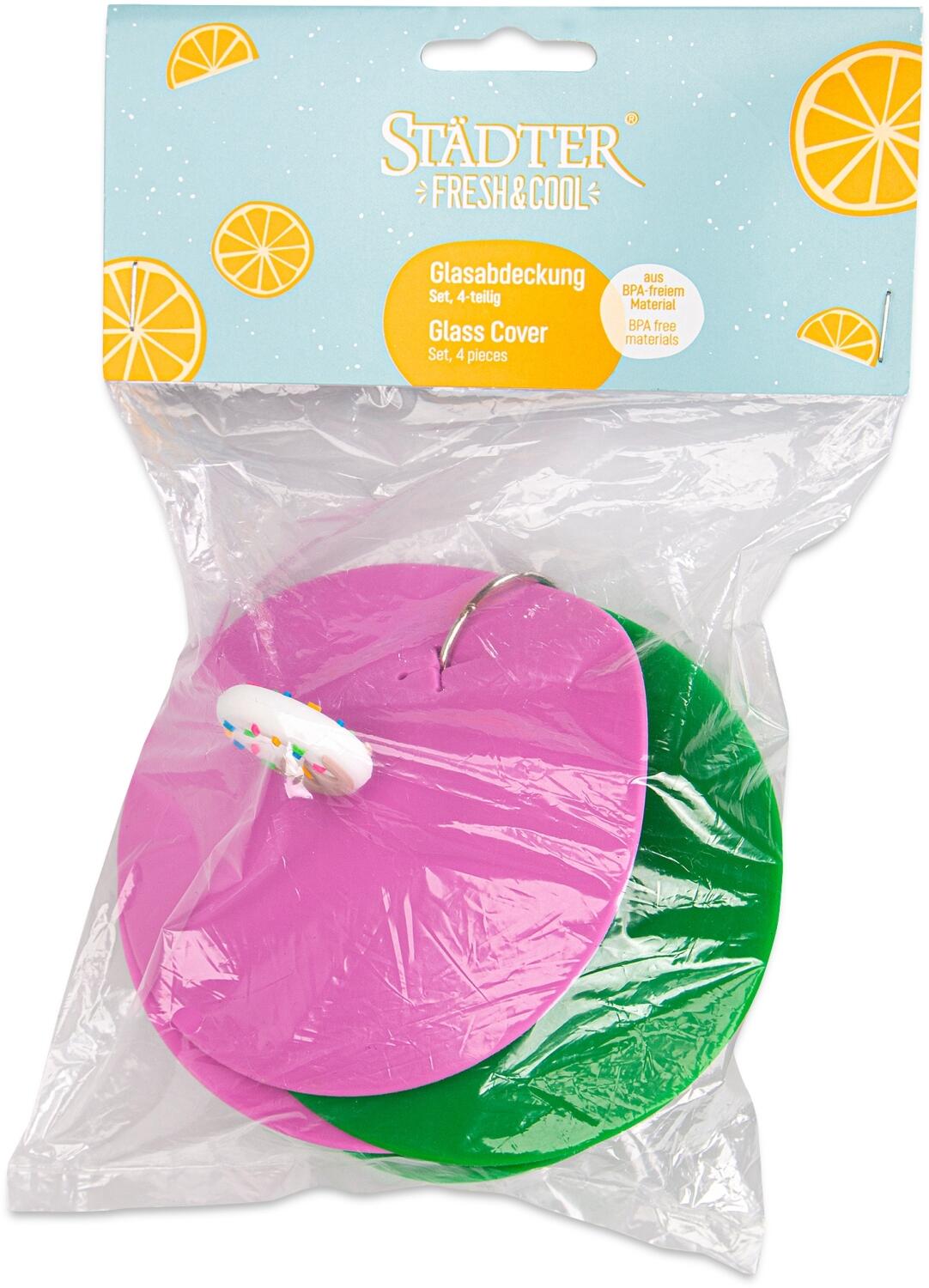 Städter Glasabdeckung mit Figur 4tlg Set bunt, Herzform