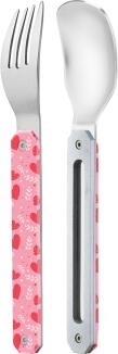 Akinod Mini 12h12 Herzen Klappbesteck Set Löffel Gabel rosa