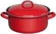 Riess Emaille Kasserolle rot mit Deckel und Griffen