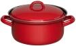 Riess Emaille Kasserolle rot mit Deckel und Griffen