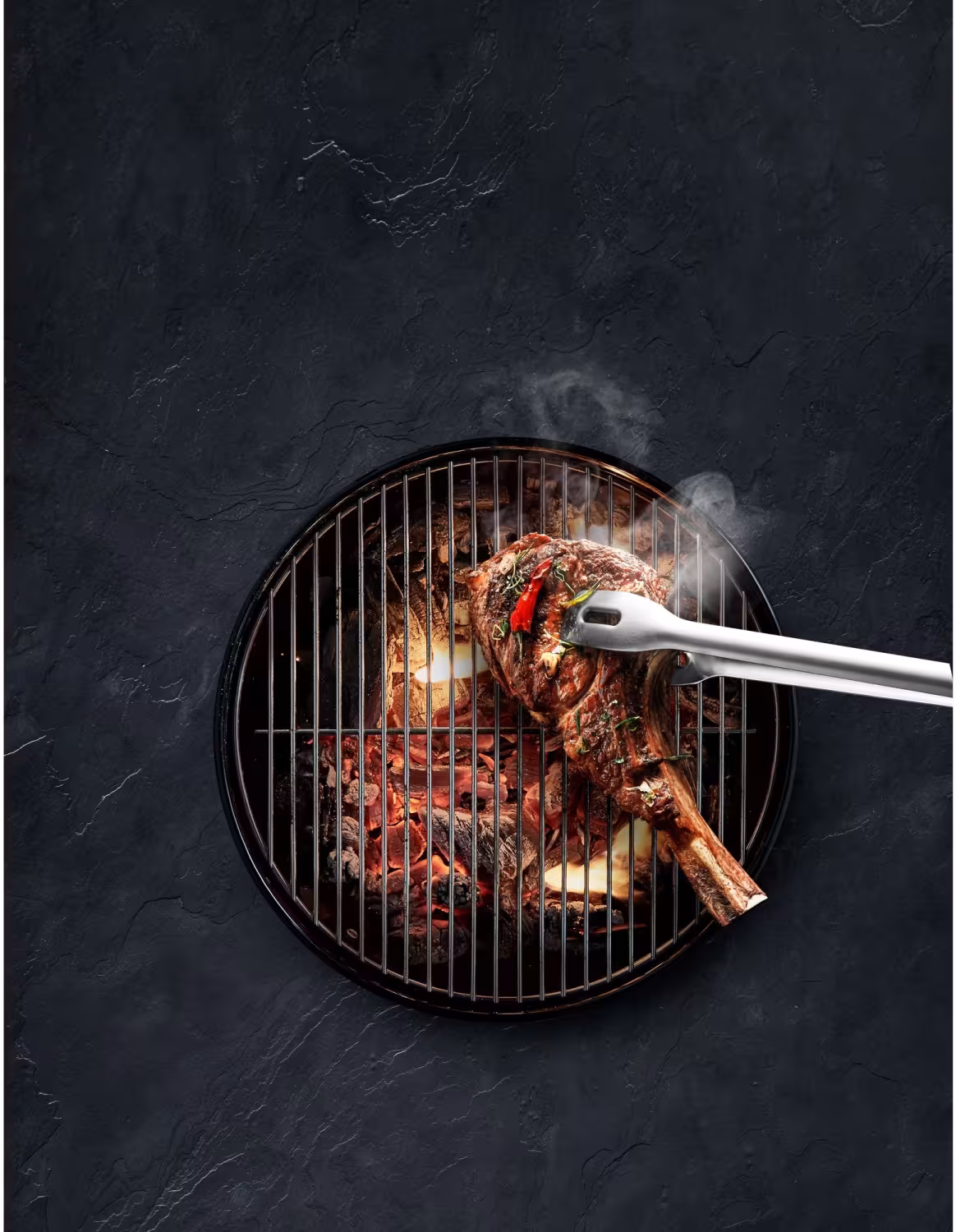 WMF BBQ Grillzange lang 44cm greift Steak auf Grillrost