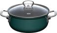 Riess Emaille Kasserolle teal mit Glasdeckel und Griffen