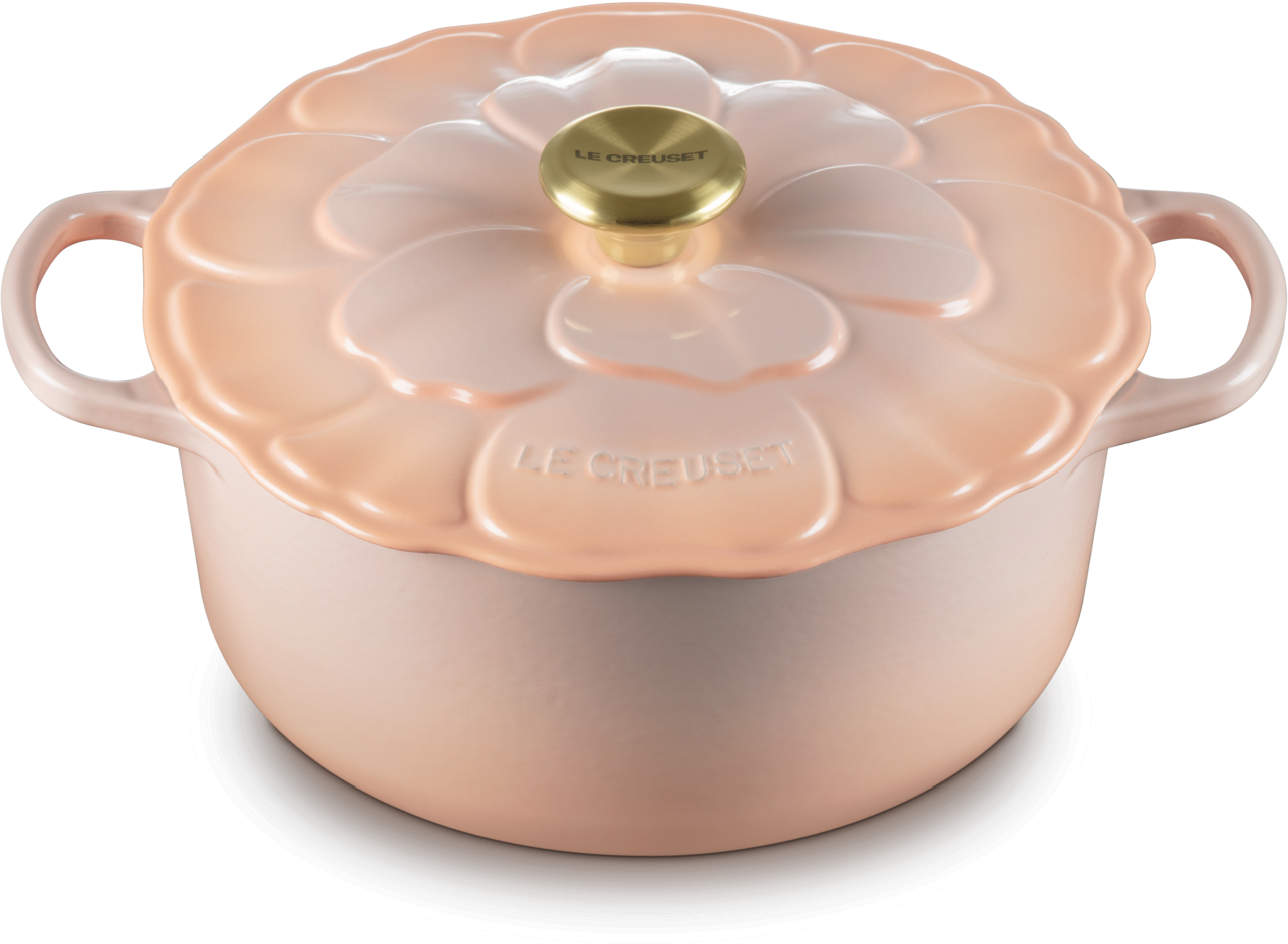 Le Creuset Br&auml;ter Signature Blume in p&ecirc;che