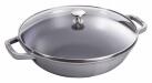 Staub Gusseisen Wok graphitgrau klein mit Glasdeckel
