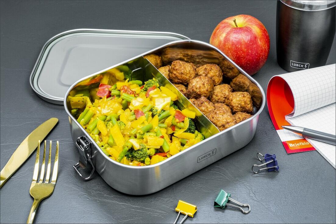 Lurch Lunchbox Snap Edelstahl mit Fächern, Salat und Bällchen