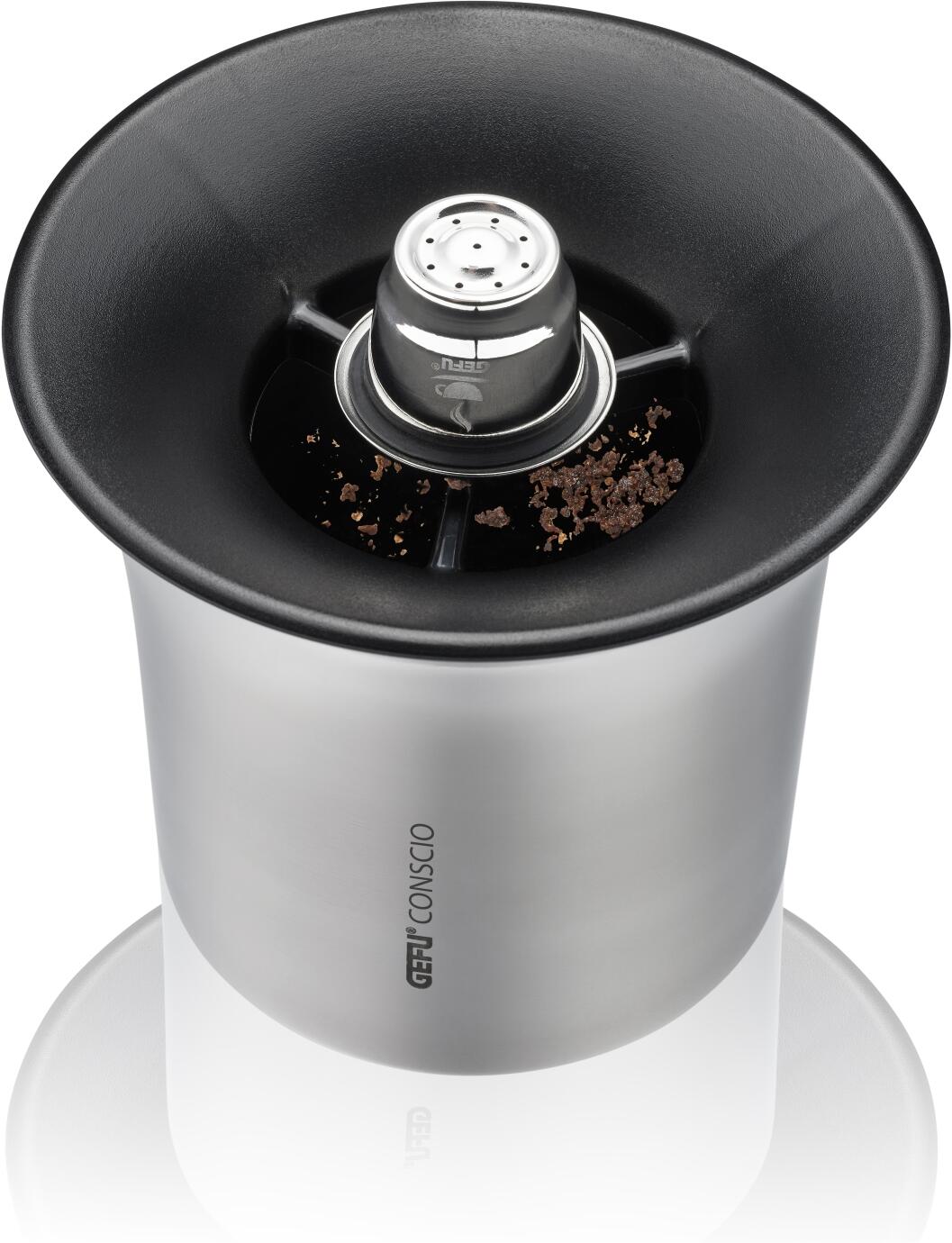 GEFU CONSCIO Kaffeesatz Sammelbehälter Edelstahl mit Abklopfstange
