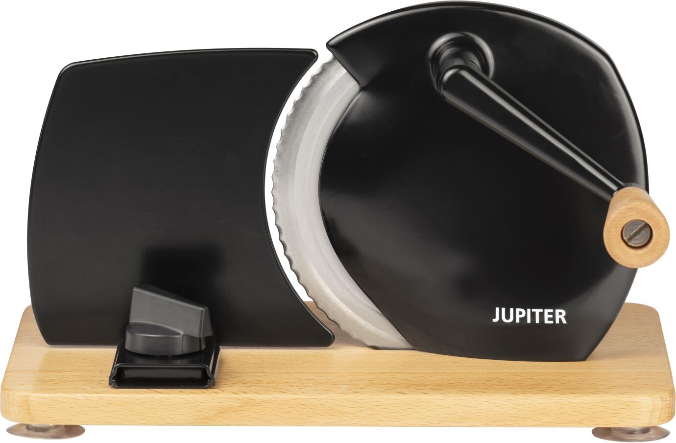 Jupiter Retro Hand-Allesschneider mit Holzplatte in schwarz