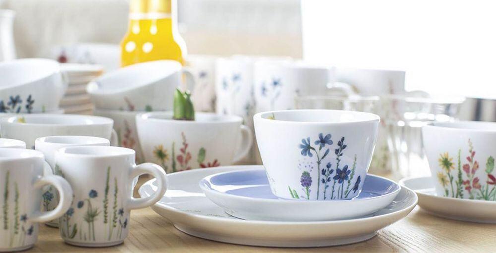 Kahla Espresso-Obertasse Wildblume blau-rot 0,09 l mit Untertasse