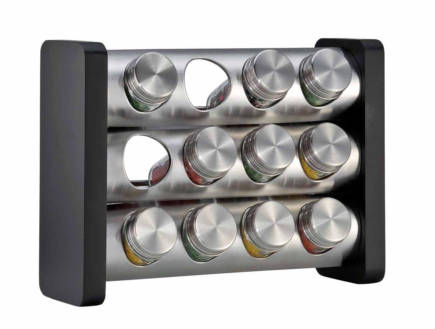 Küchenprofi Gewürzständer mit 12 Gläsern in schwarz, rechteckig