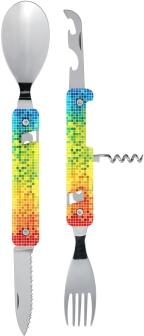 Akinod Multifunktionales Besteck Pixel Messer Gabel Löffel Korkenzieher