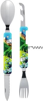 Akinod Multifunktionales Besteck Bergsommer mit Messer, Gabel, Löffel, Korkenzieher