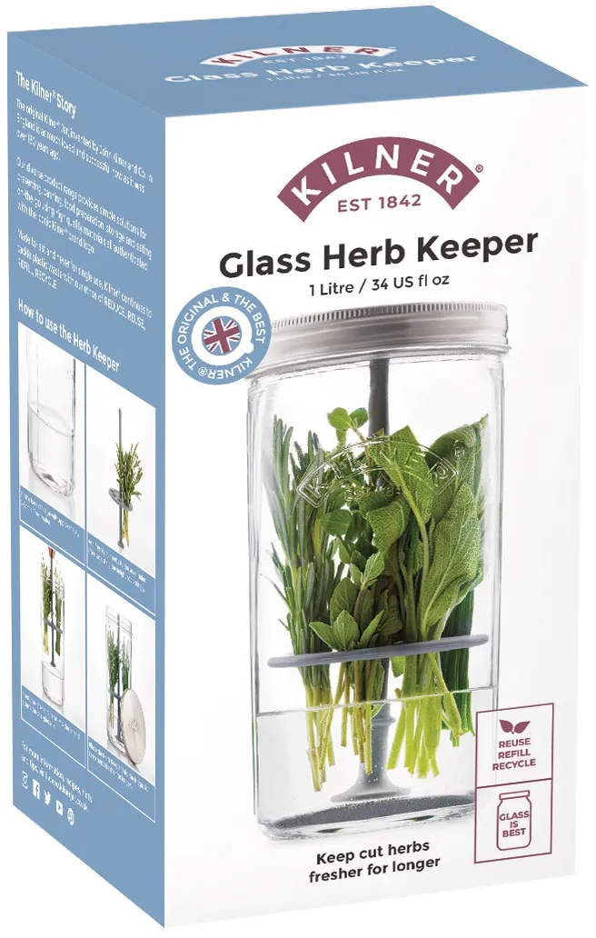 Kilner Kräuteraufbewahrung Glas Herb Keeper mit Einsatz 1L