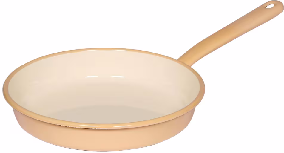 Riess Emaille Omelettpfanne goldgelb mit langem Griff