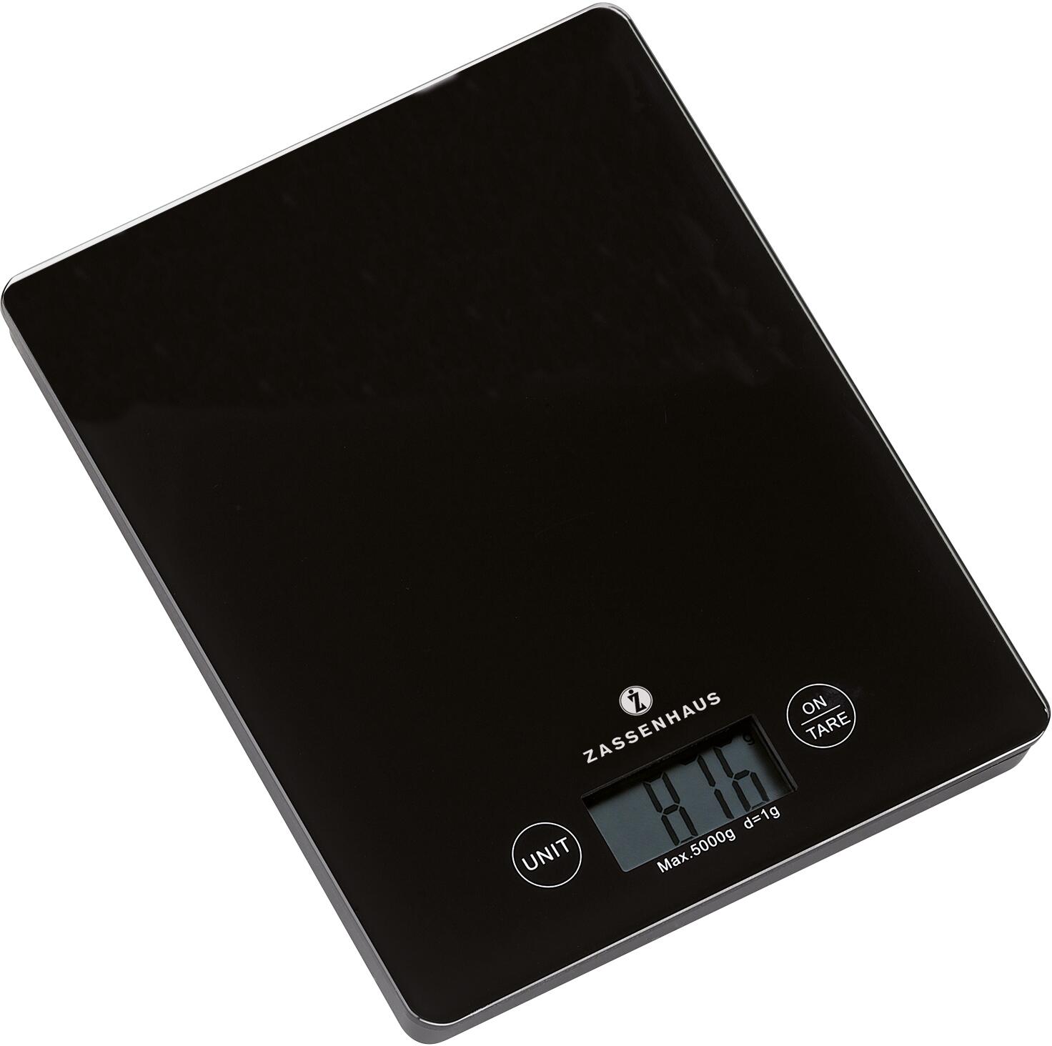 Zassenhaus Digitalwaage BALANCE schwarz Küchenwaage mit Display und Tarafunktion