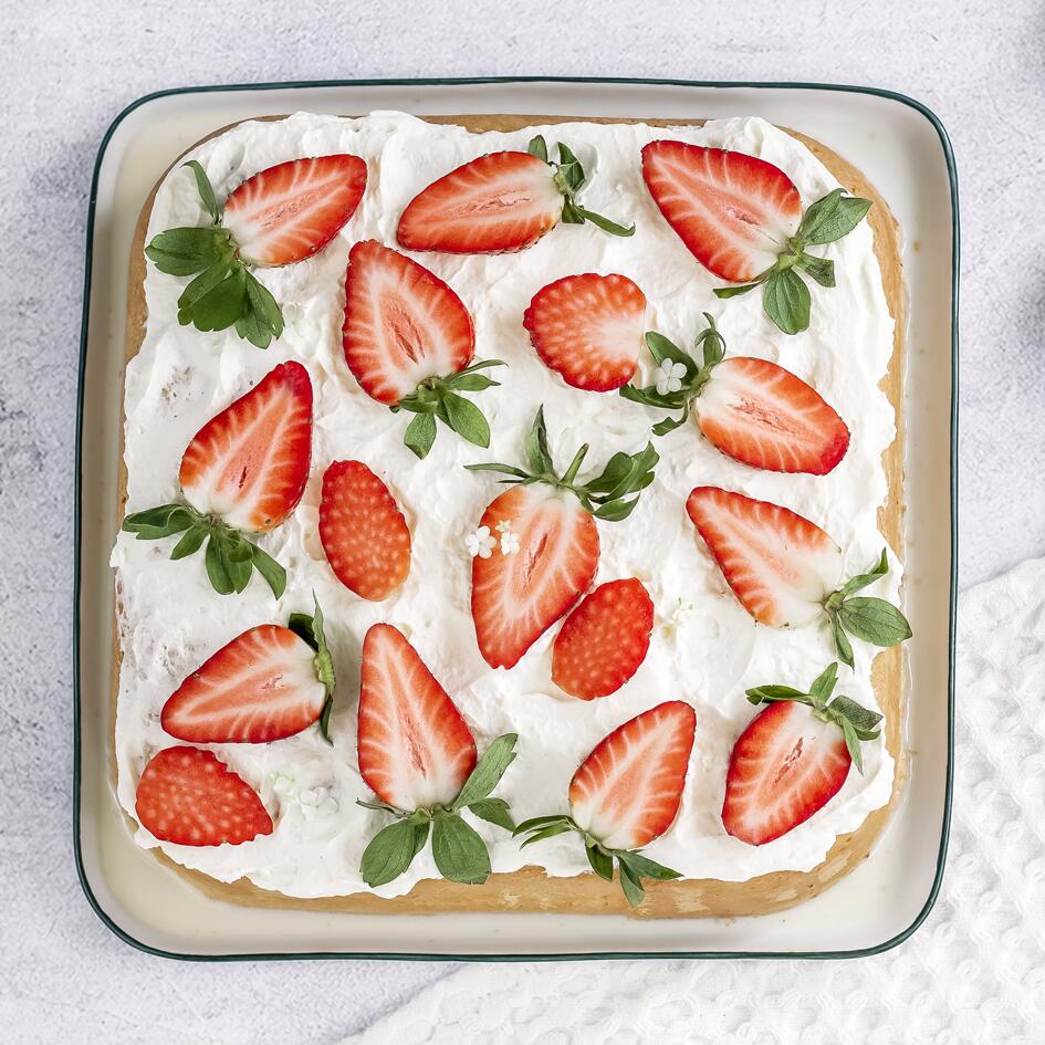 Städter Springform 23x23 cm quadratisch Kuchen mit Erdbeeren und Sahne