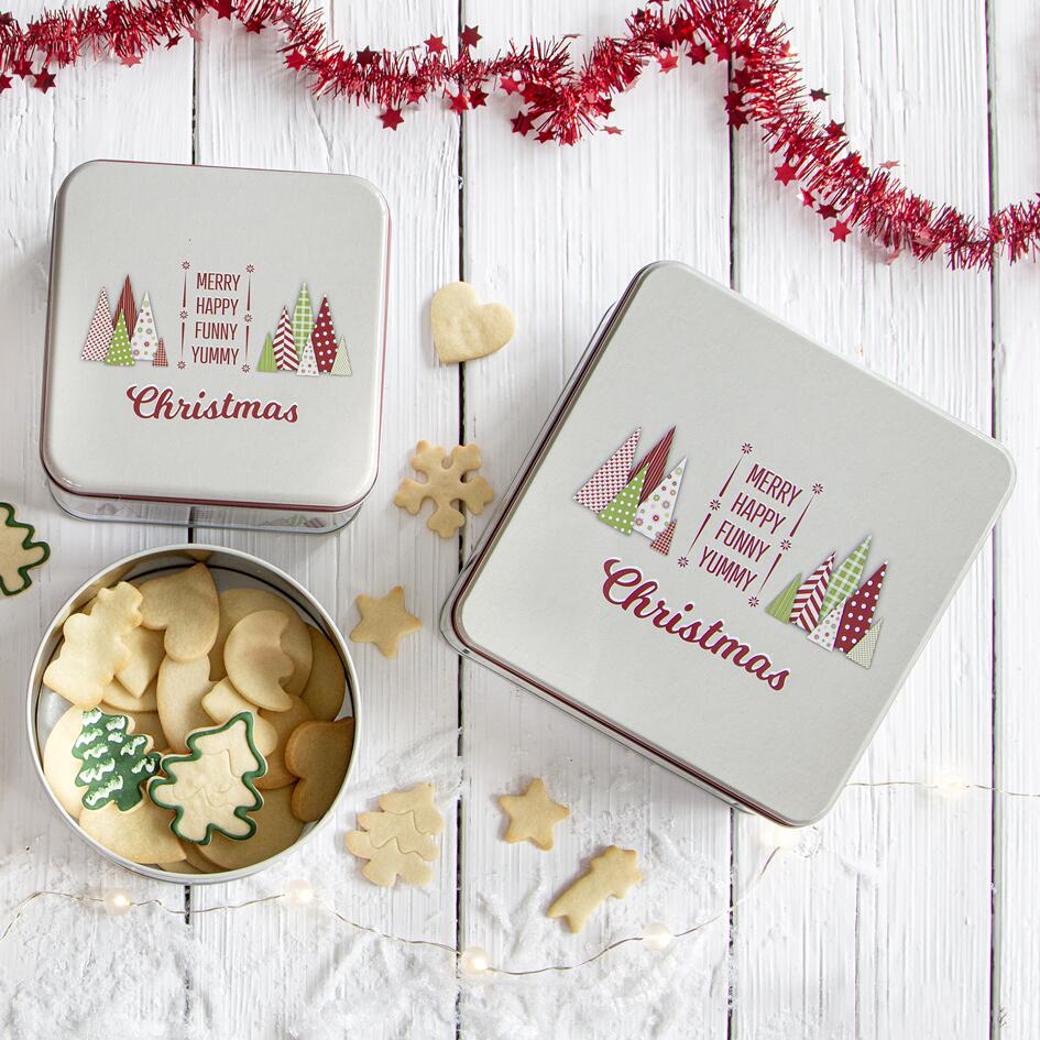 Städter Gebäckdose Yummy Christmas bunt quadratisch mit Weihnachtsplätzchen