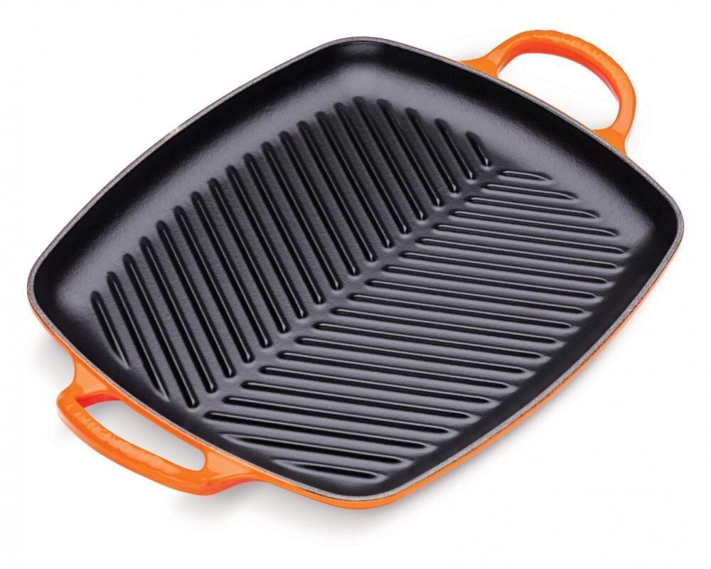 Le Creuset Grillplatte rechteckig Gusseisen ofenrot Signature Grillrillen
