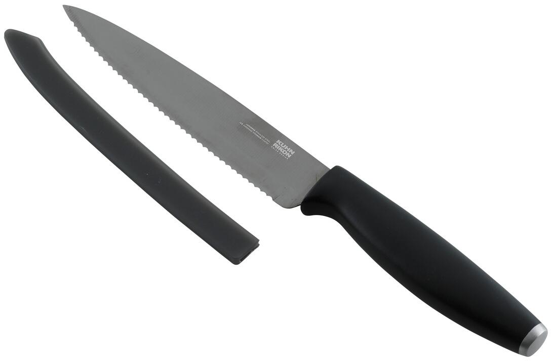 Kuhn Rikon COLORI Titanium Allzweckmesser gezackt graphit mit Klingenschutz