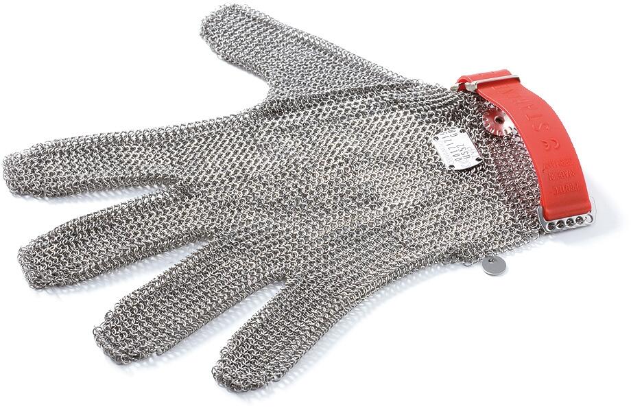 triangle Kettenhandschuh Gr. M aus Edelstahl mit rotem Verschluss