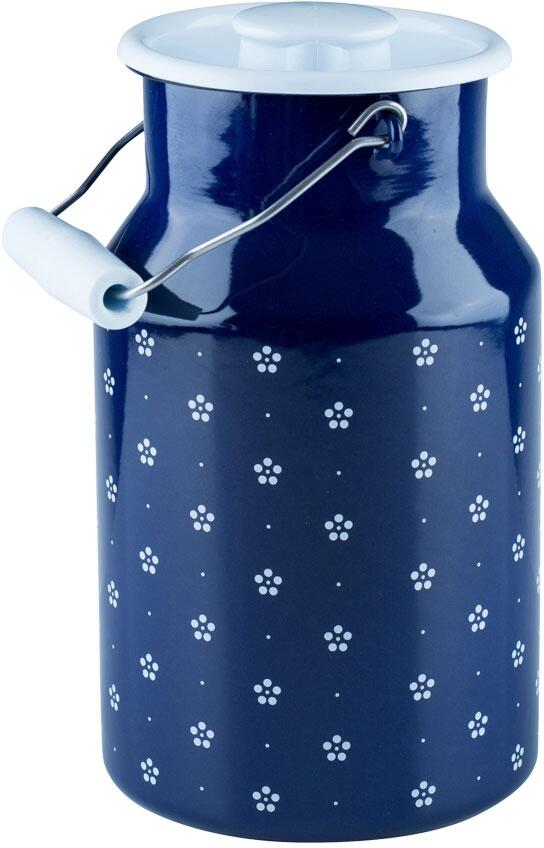 Riess Milchkanne aus Emaille in bl&uuml;mchenblau