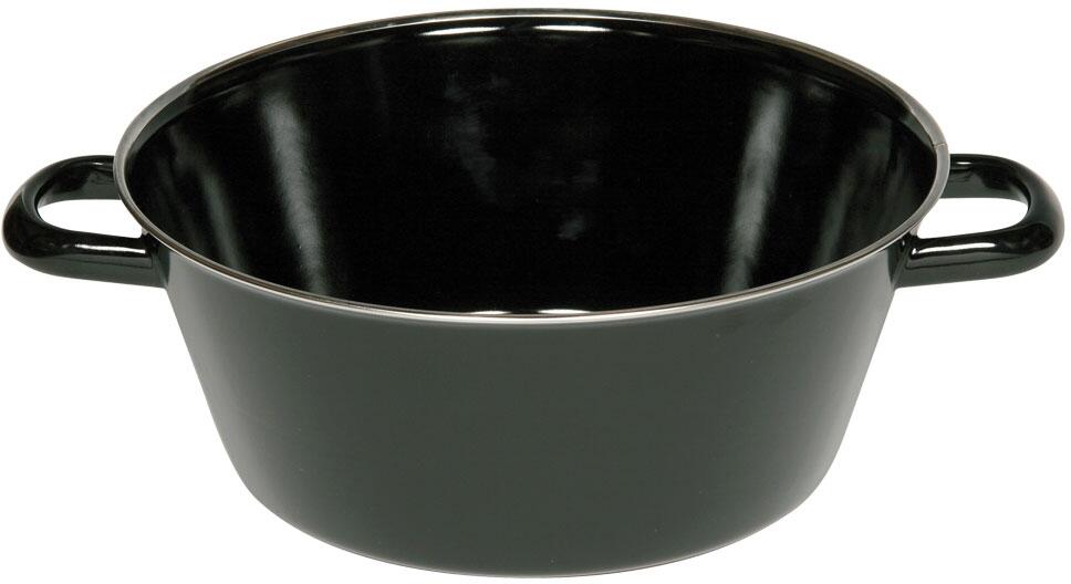 Riess Emaille Schmalzpfanne halbtief schwarz mit Griffen