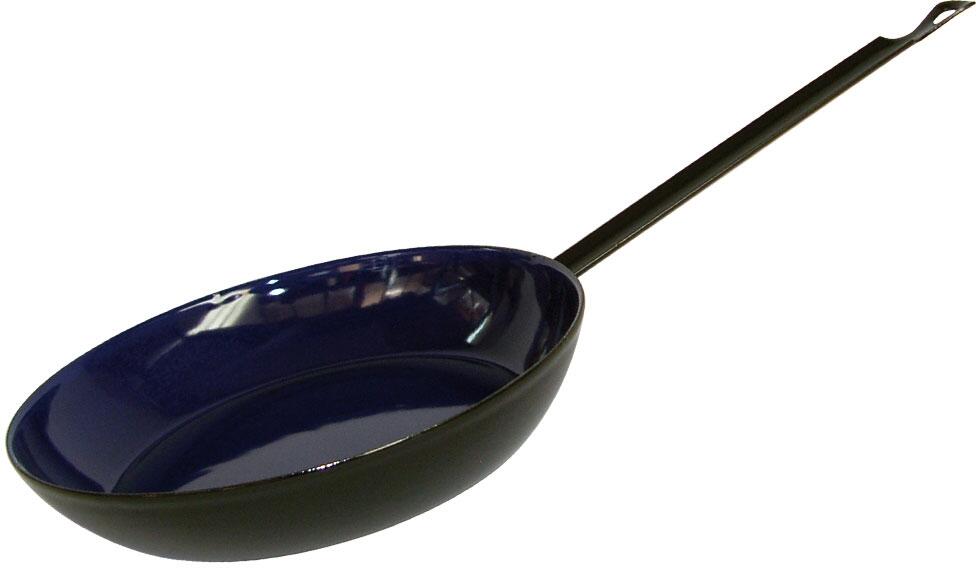 Riess Emaille Bauernpfanne schwarz/kobalt, emaillierte Pfanne mit Stielgriff