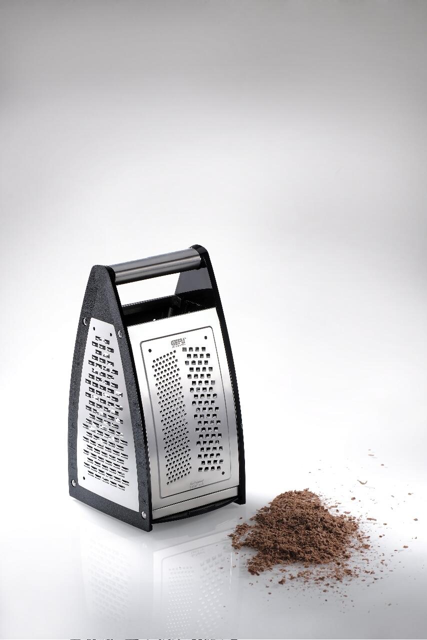 GEFU Vierkantreibe QUINTO Edelstahlreibe mit Kakaopulver