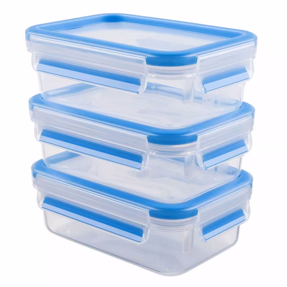 Emsa Clip & Close Frischhaltedosen Set 3-teilig stapelbar blau