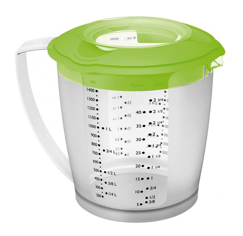 Westmark Rührbecher Helena apfelgrün mit Deckel Messskala 1,4L
