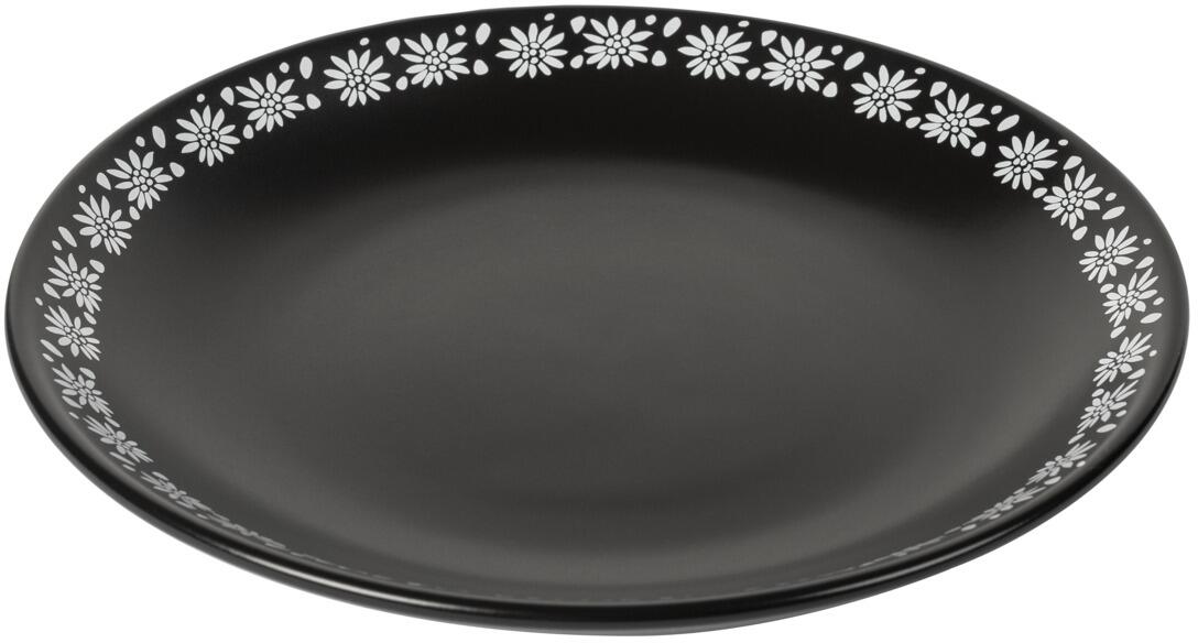 Kuhn Rikon Teller Alpweide schwarz matt 19 cm Blumenrand