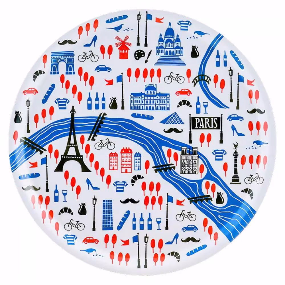 Ary Trays Paris rundes Tablett 38 cm Eiffelturm Motiv