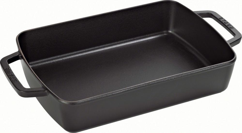 Staub schwarze Gusseisen Auflaufform rechteckig mit Griffen