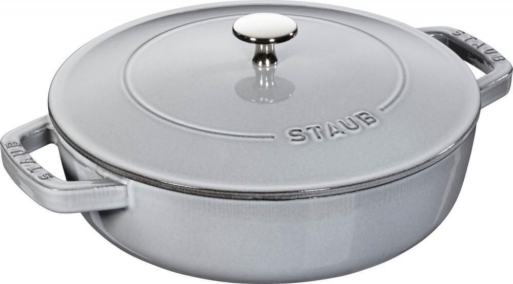 Staub Bräter Chistera Drop-Structure graphitgrau Gusseisen mit Deckel
