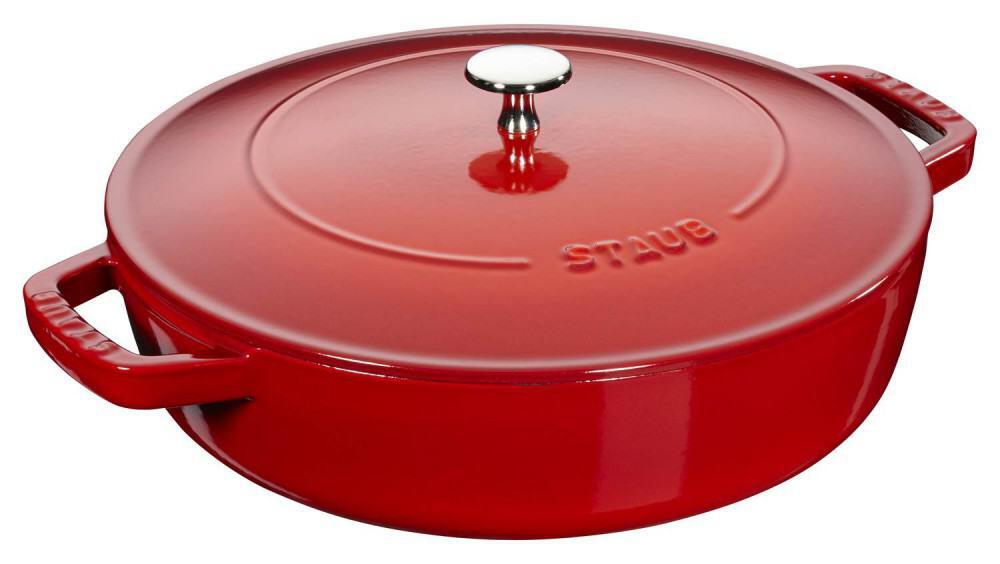 Staub Bräter Chistera Drop-Structure kirschrot Gusseisen mit Deckel