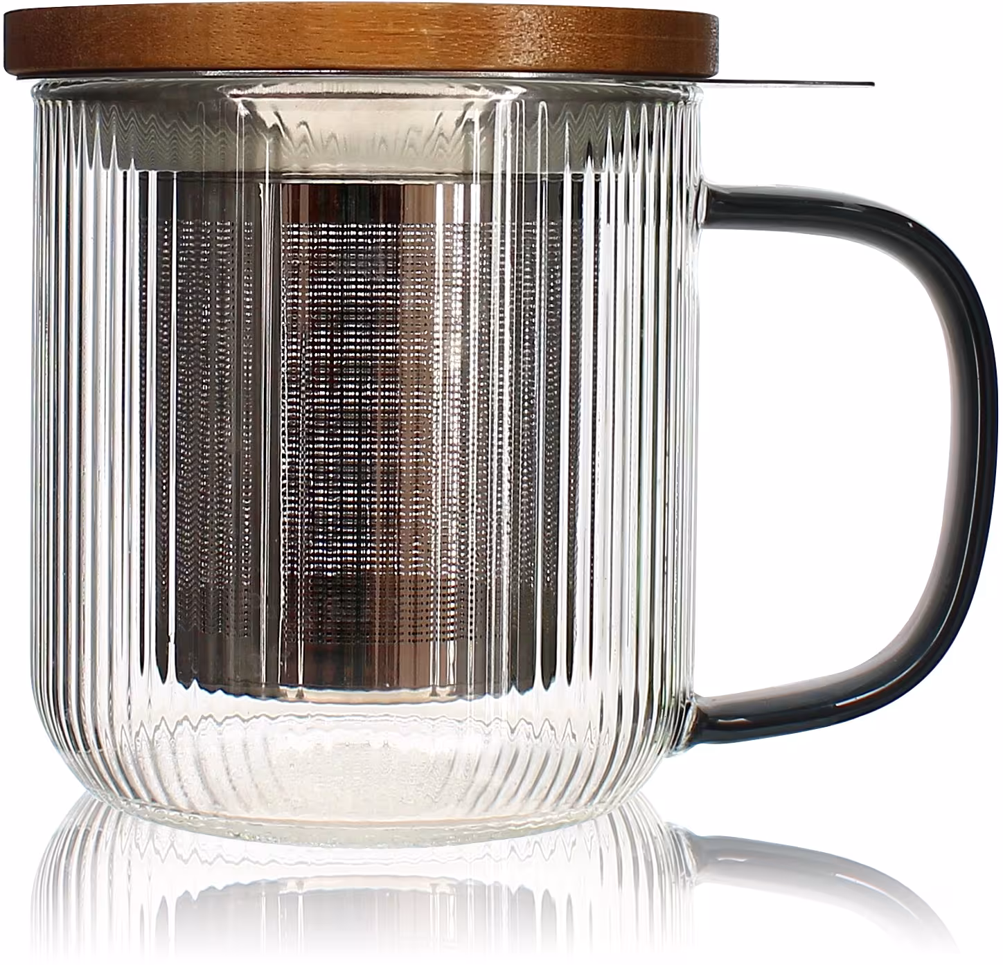 OGO Living Teetasse KARL grey mit Sieb und Holzdeckel