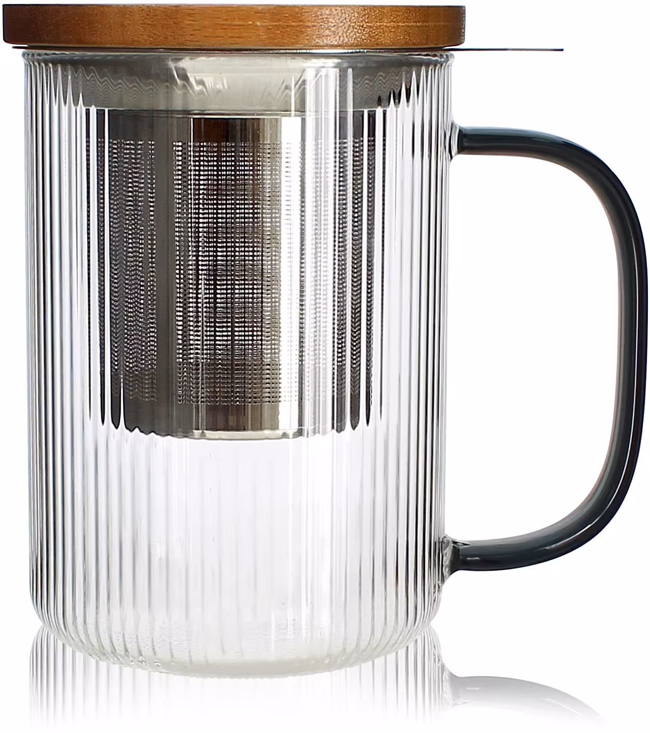 OGO Living Teetasse KARL grey mit Sieb und Holzdeckel