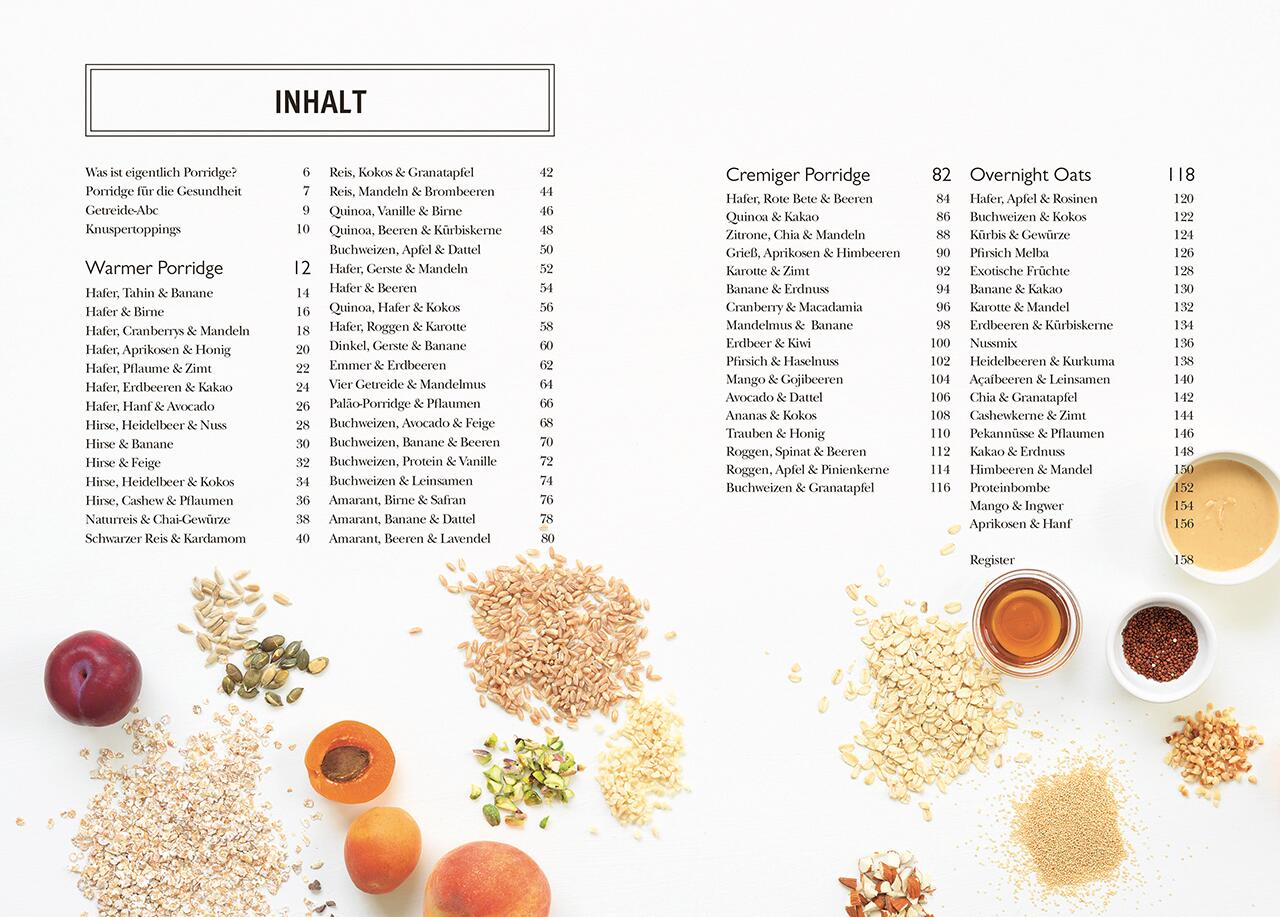 Green Fern Porridge Inhaltsverzeichnis DK Verlag Porridge Rezepte Übersicht