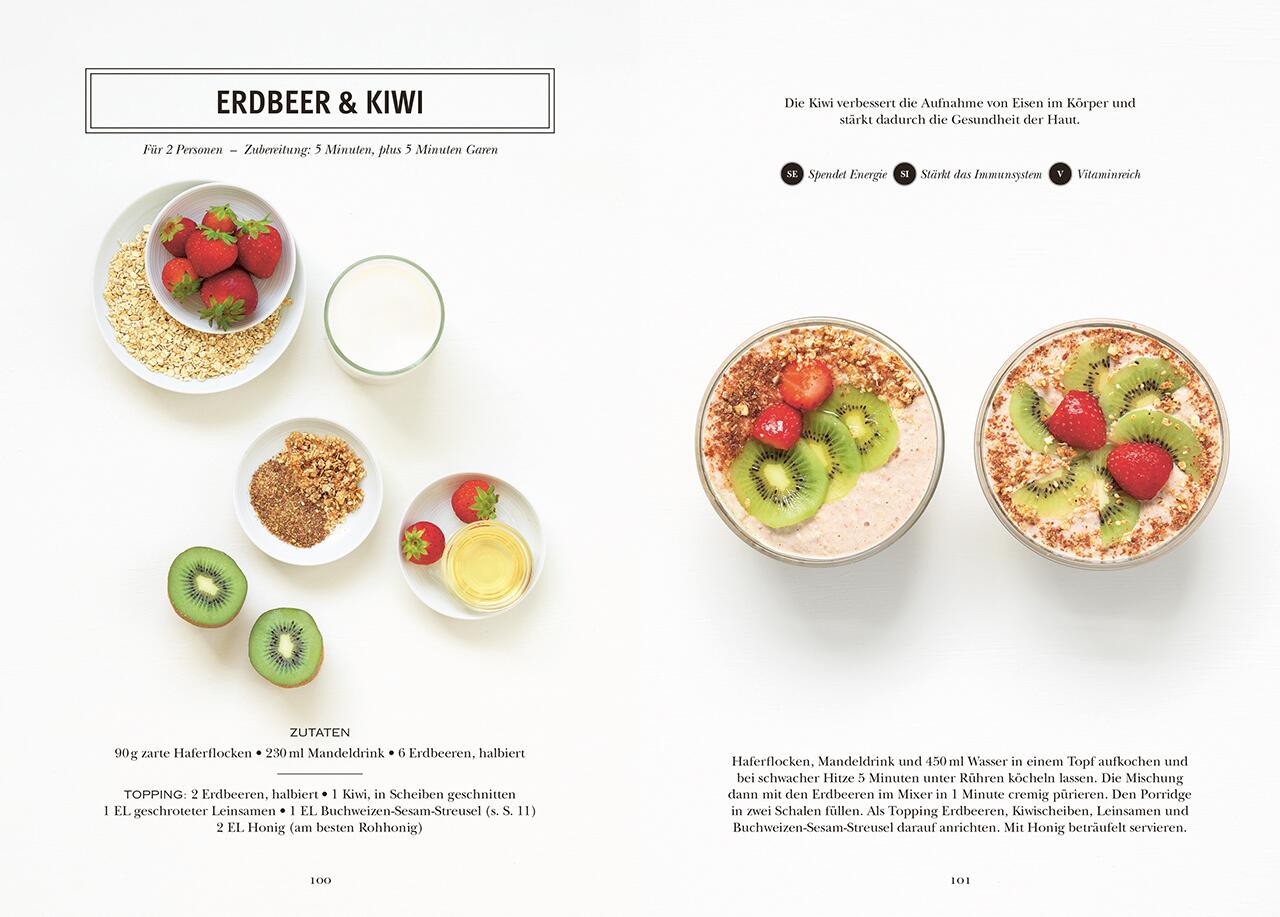 Green Fern Porridge Erdbeer Kiwi Rezeptseite DK Verlag Haferflocken