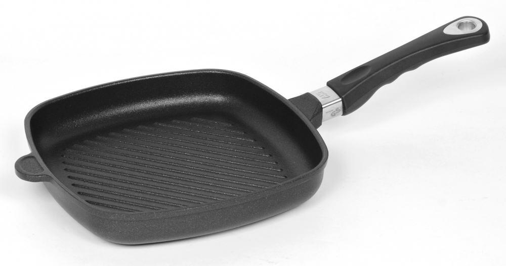 AMT Gastroguss Eckpfanne flach Grillstreifen Induktion abnehmbarer Stiel