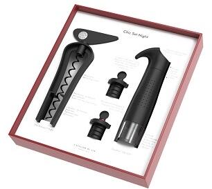 L′Atelier du Vin Chic Monsieur Night Korkenzieher Geschenkset mit Stopfen
