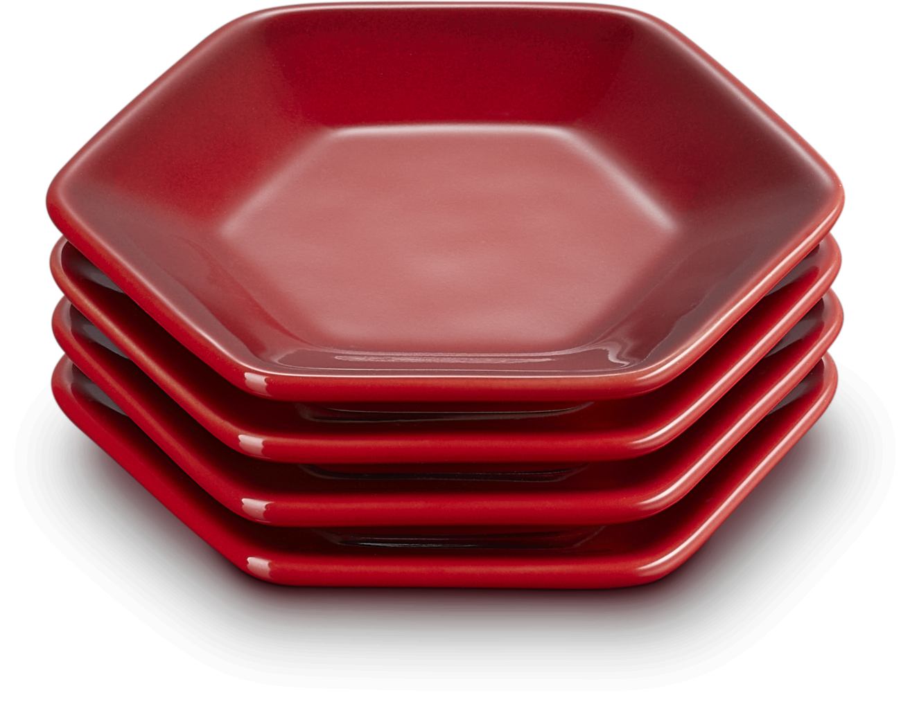 Le Creuset Hexagon Saucenschälchen 4er-Set kirschrot stapelbar