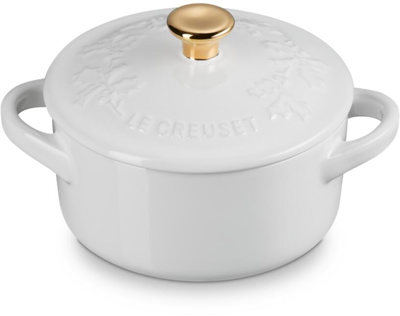 Le Creuset Mini Cocotte Holly white, Keramiktopf mit Deckel
